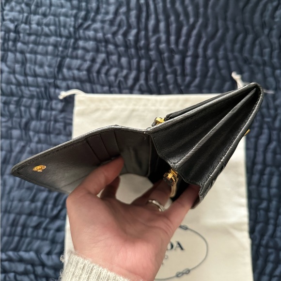 Prada Black Saffiano Fiocco Leather Bow Continental Wallet - Picture 8 of 17